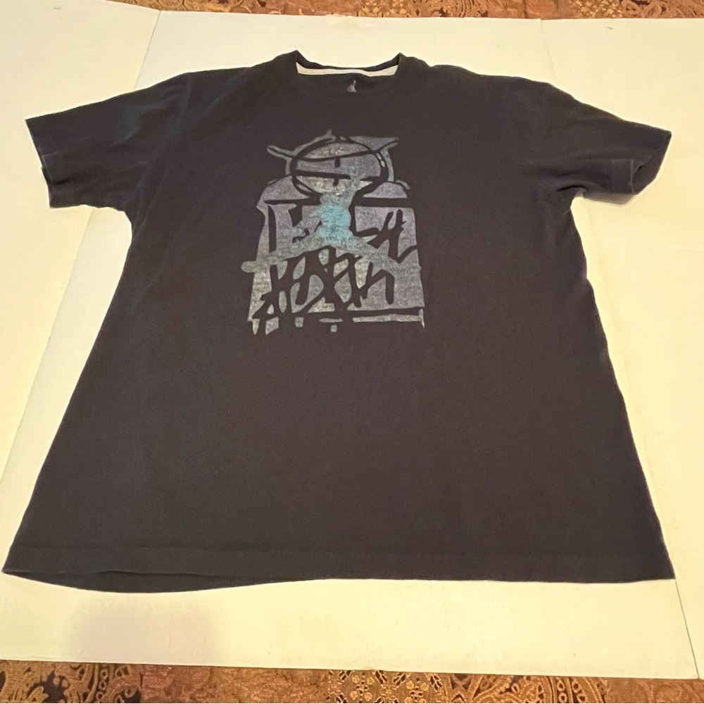 Jordan Mens Size Large Black Short Sleeve Shirt Dunk Jump Man Graphic Basketball